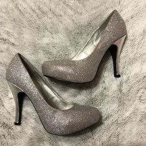 Qupid silver platform heels